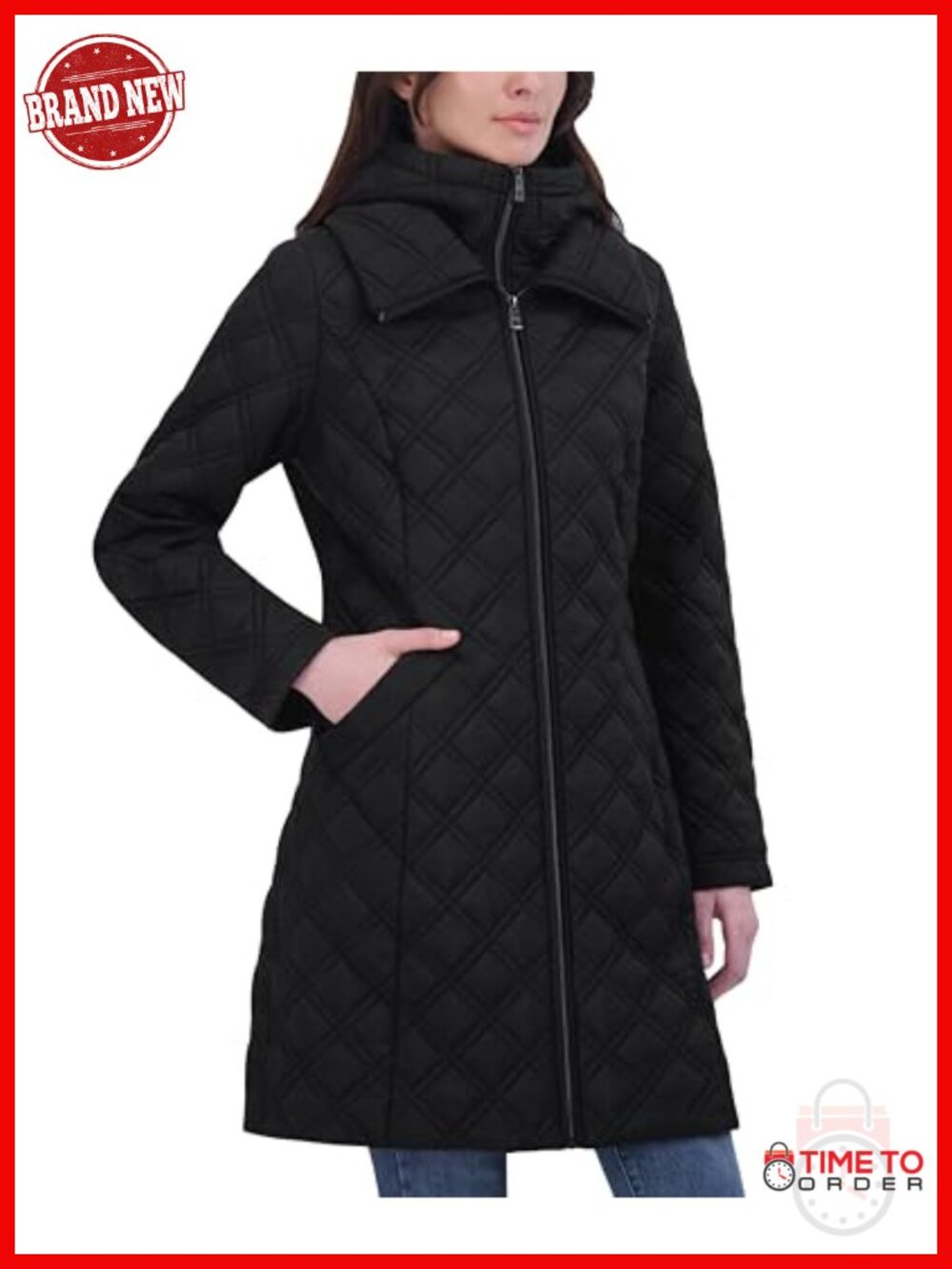 Silky Taffeta Quilted Jacket with Hooded Bib